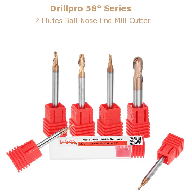 Drillpro-R05-3mm-2-Flutes-Ball-Nose-HRC58-AlTiN-Coating-End-Mill-Cutter-Tungsten-Carbide-CNC-Tool-1235811-2