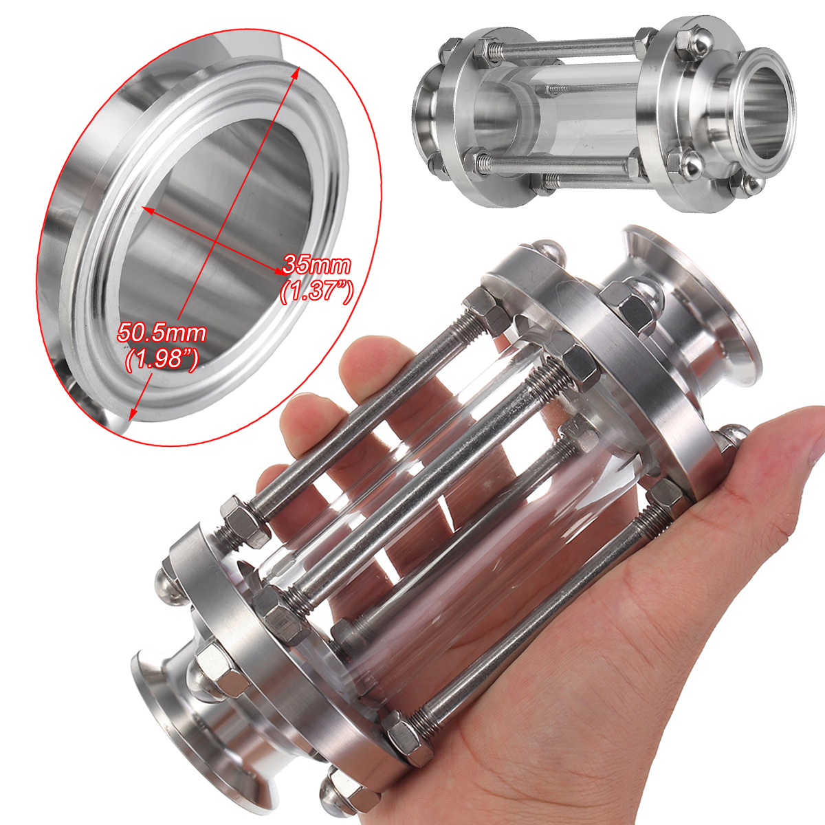 Fit-505mm-Pipe-OD-198quot-Tri-Clamps-Flow-Sight-Glass-Sanitary-Fitting-Homebrew-1708667-2