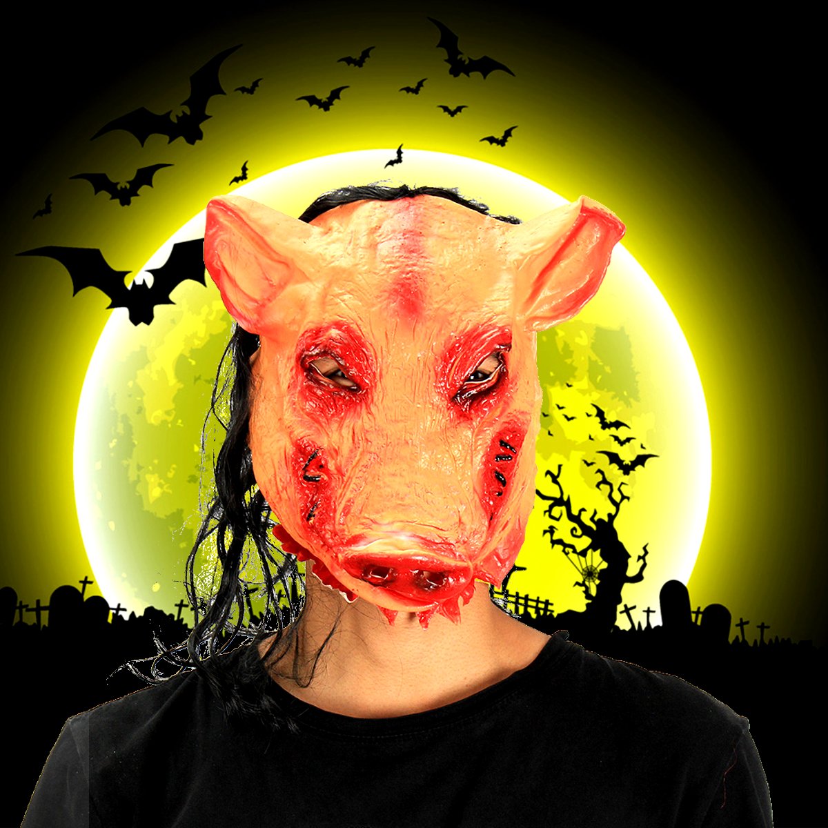 Halloween-Creepy-Animal-Prop-Latex-Party-Unisex-Scary-Pig-Head-Mask-With-Hair-Cosplay-1571650-2