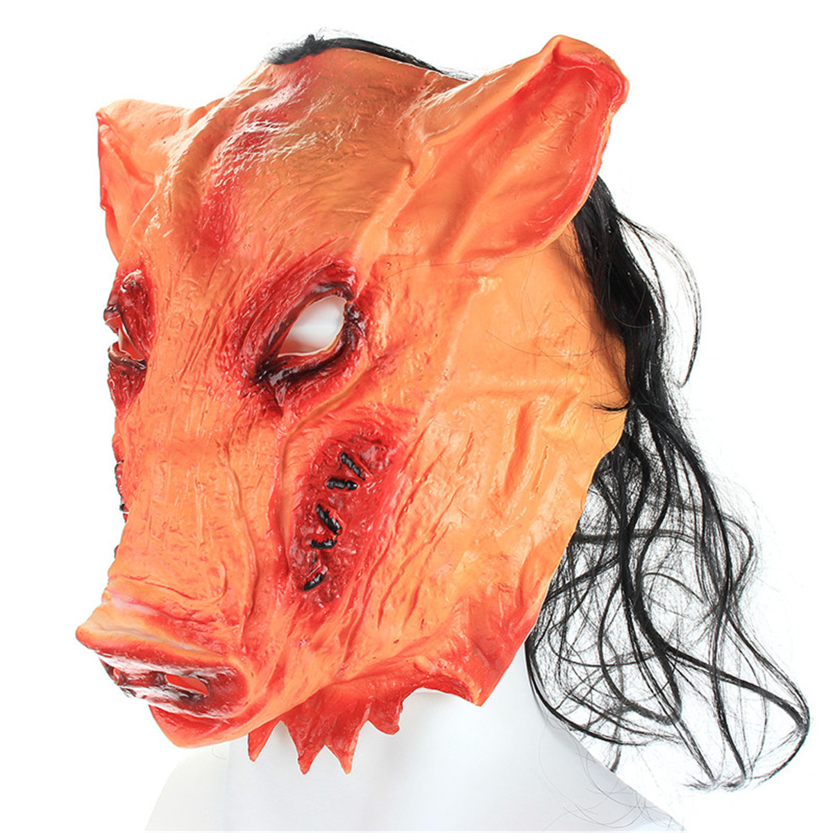 Halloween-Creepy-Animal-Prop-Latex-Party-Unisex-Scary-Pig-Head-Mask-With-Hair-Cosplay-1571650-4