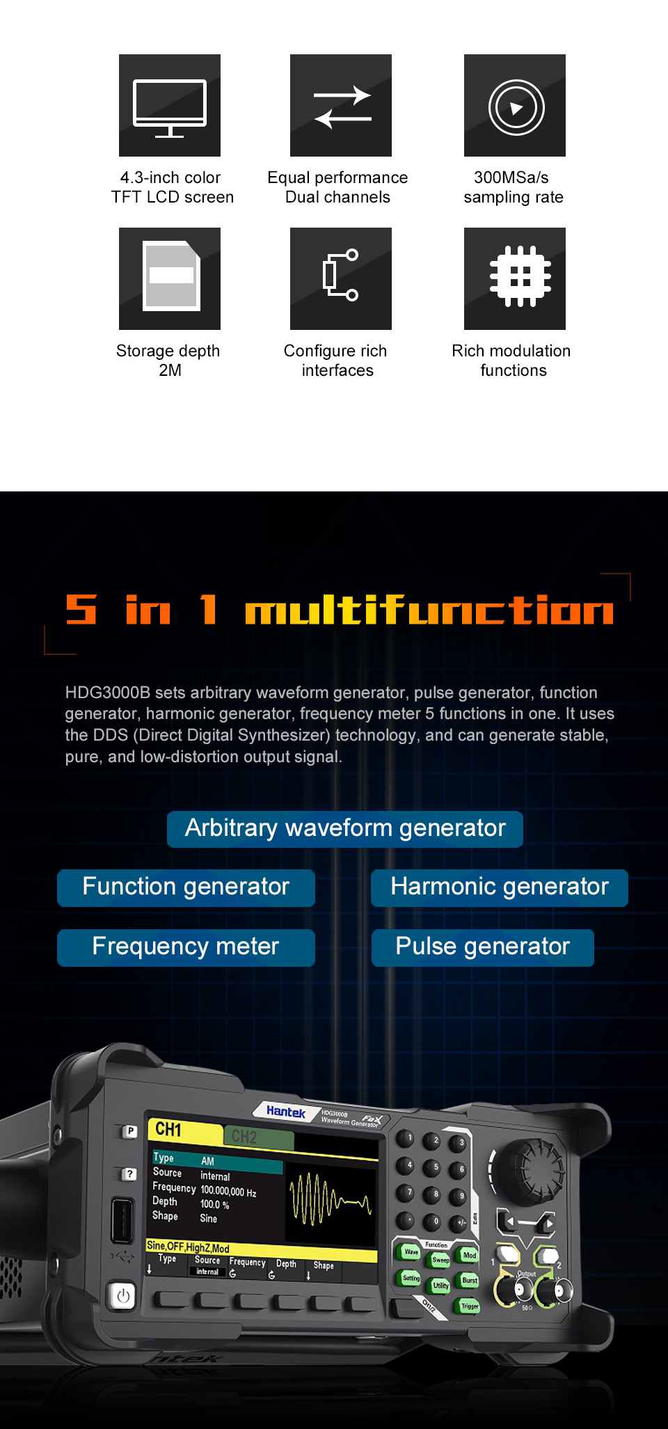 Hantek-2-Channel-Arbitrary-Waveform-Generator-15MHz-300MSas-DDS-Function-Signal-Source-Frequency-Gen-1954209-2