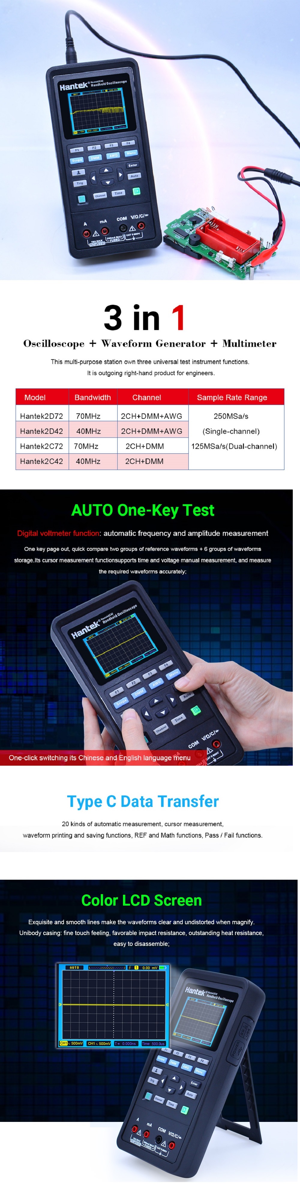 Hantek-3in1-Digital-OscilloscopeWaveform-GeneratorMultimeter-Portable-USB-2-Channels-40mhz-70mhz-LCD-1369465-2