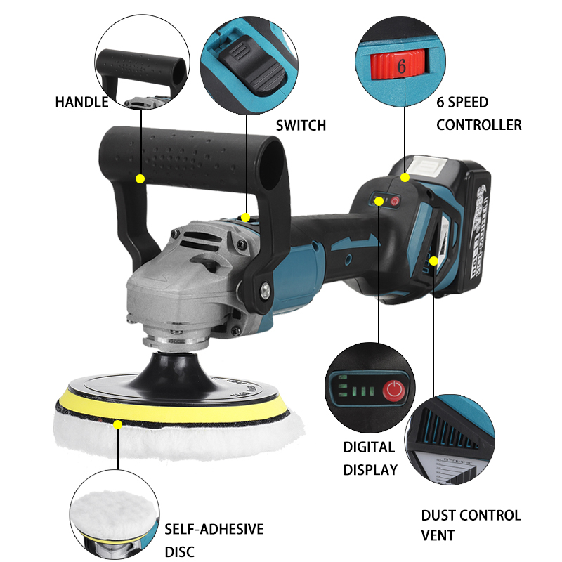 MUSTOOL-388VF-1600W-6-Gears-Controllable-Speed-Polishing-Machine-Suitable-for-Automotive-Woodworking-1940743-5