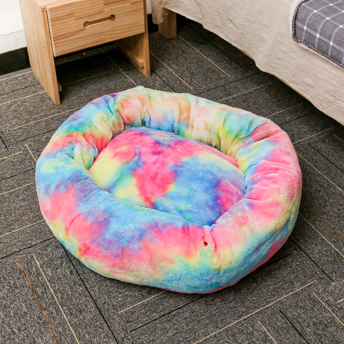 Plush-Round-Soft-Pet-Bed-Flush-Kennel-Nest-Cats-Dogs-Warm-Comfortable-Sleeping-Pads-1619220-4
