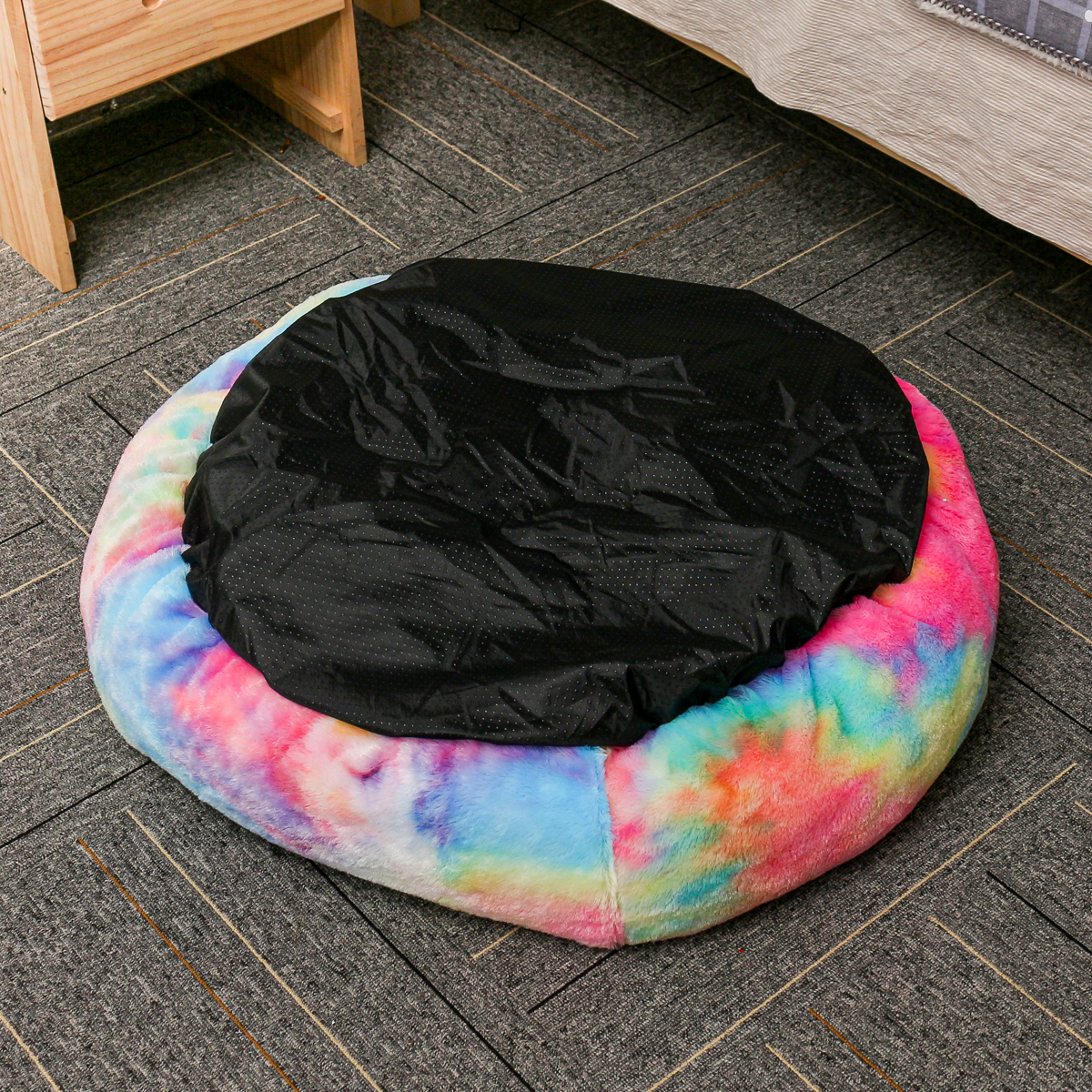 Plush-Round-Soft-Pet-Bed-Flush-Kennel-Nest-Cats-Dogs-Warm-Comfortable-Sleeping-Pads-1619220-5