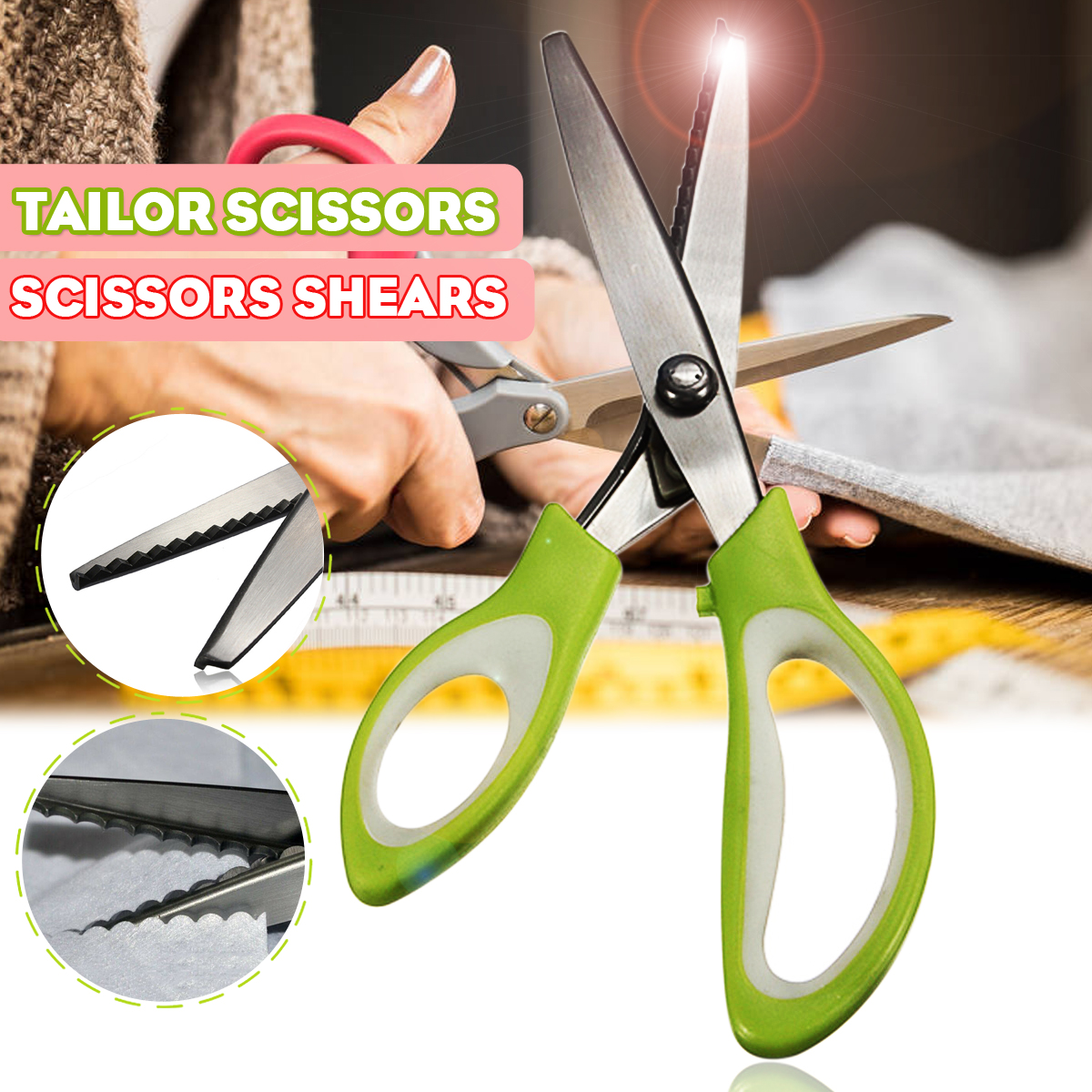 Professional-Stainless-Steel-Pinking-Shear-Tailor-Sew-Cloth-Making-Scissors-Tool-1632647-1