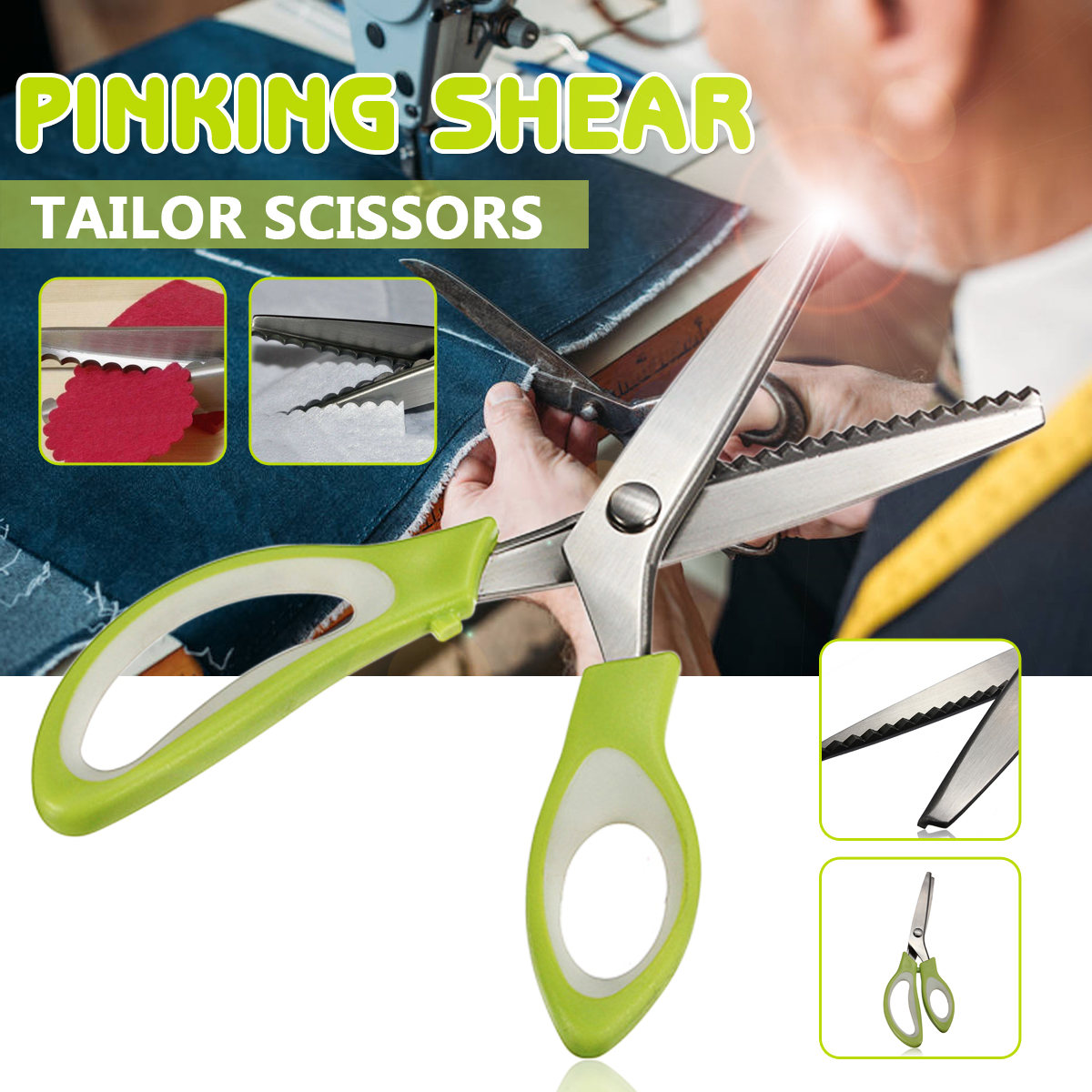 Professional-Stainless-Steel-Pinking-Shear-Tailor-Sew-Cloth-Making-Scissors-Tool-1632647-2