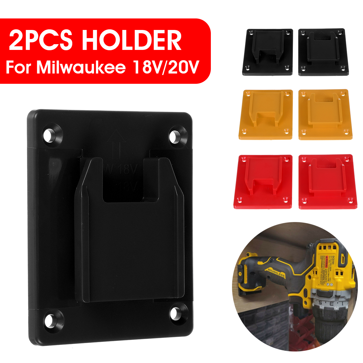 RedYellowBlack-Holder-Mount-Bracket-Storage-For-Milwaukee-18V20V-Power-Tool-1788188-1