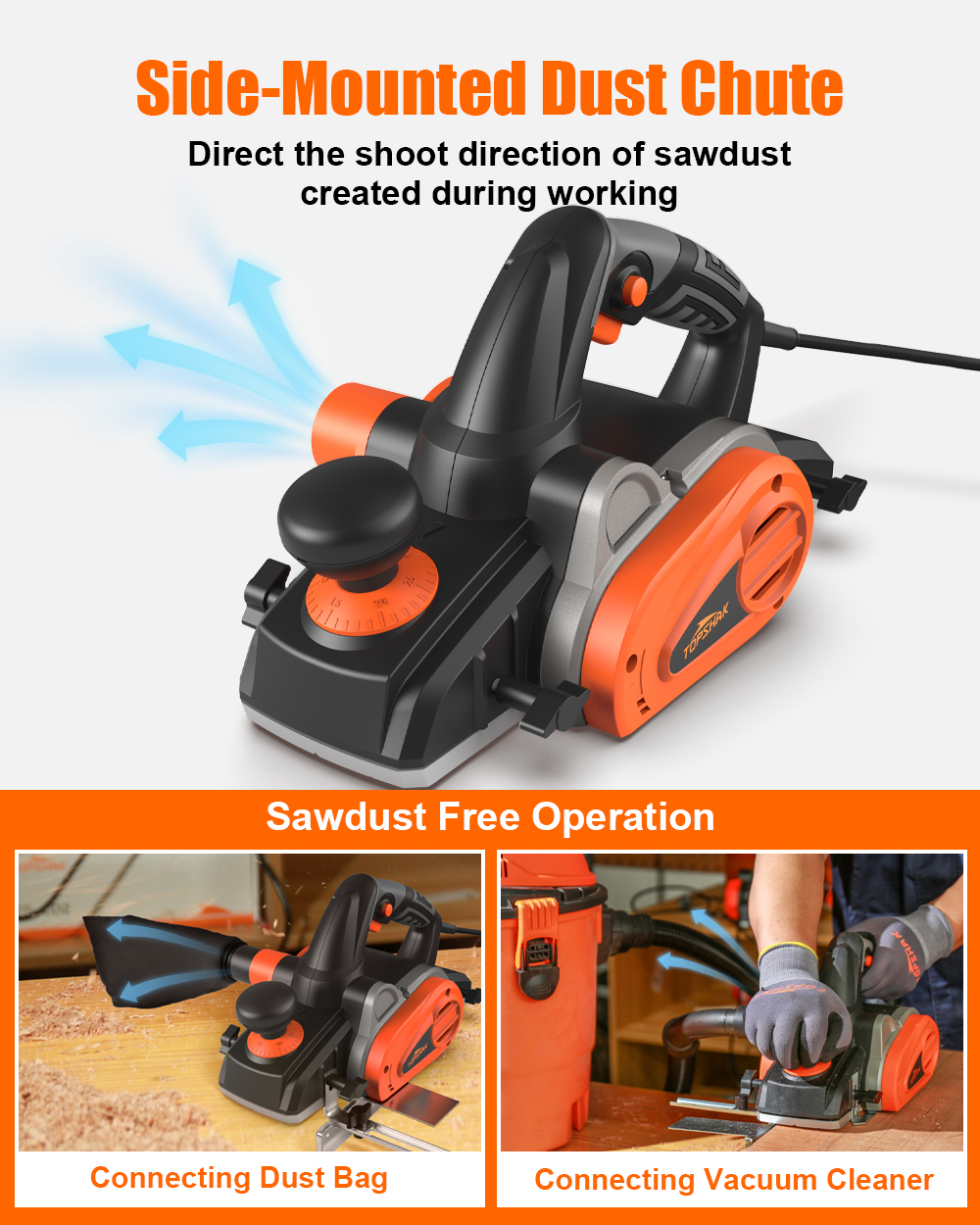 TOPSHAK-TS-EP3-1200W-10-Amp-Electric-Corded-Hand-Planer-4-38-Inch-Woodworking-Cutting-Machine-1911559-4