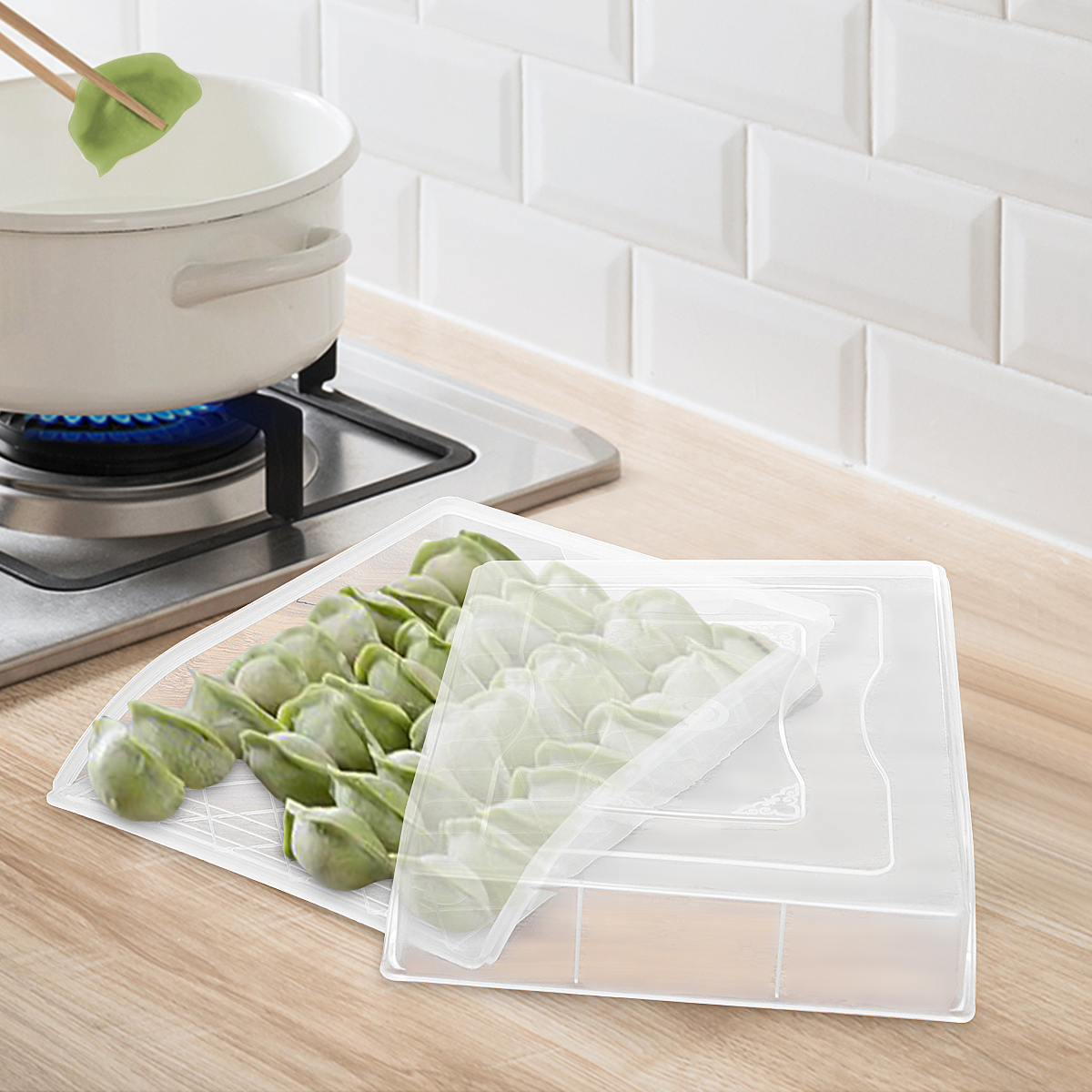 Transparent-Refrigerator-Dumpling-Kitchen-Storage-Box-Food-Rack-Case-Organizer-with-Cover-1607024-1