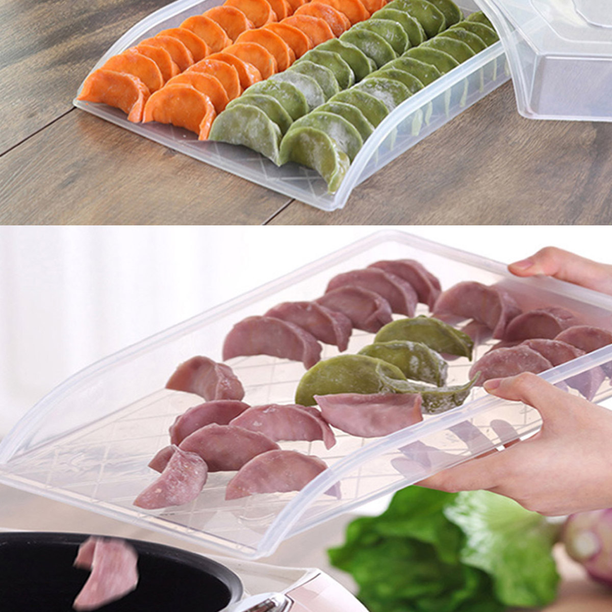 Transparent-Refrigerator-Dumpling-Kitchen-Storage-Box-Food-Rack-Case-Organizer-with-Cover-1607024-2