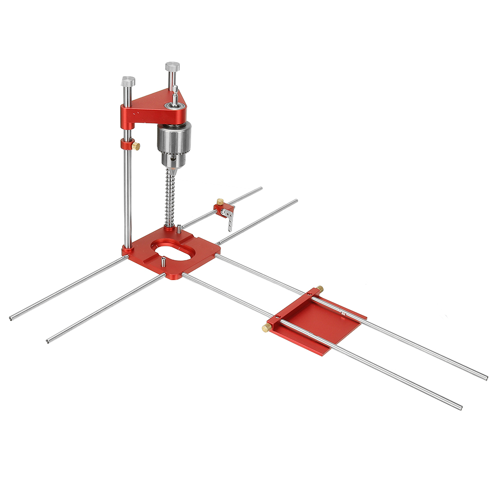 Upgraded-All-Aluminum-Alloy-Adjustable-Woodworking-Drill-Locator-Guide-With-8pcs-Extension-Rods-Flip-1907943-2