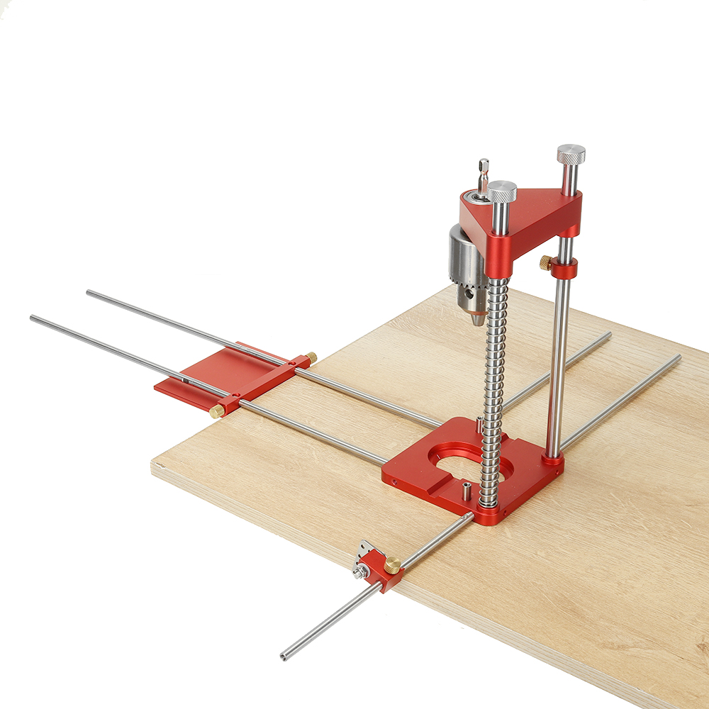Upgraded-All-Aluminum-Alloy-Adjustable-Woodworking-Drill-Locator-Guide-With-8pcs-Extension-Rods-Flip-1907943-4