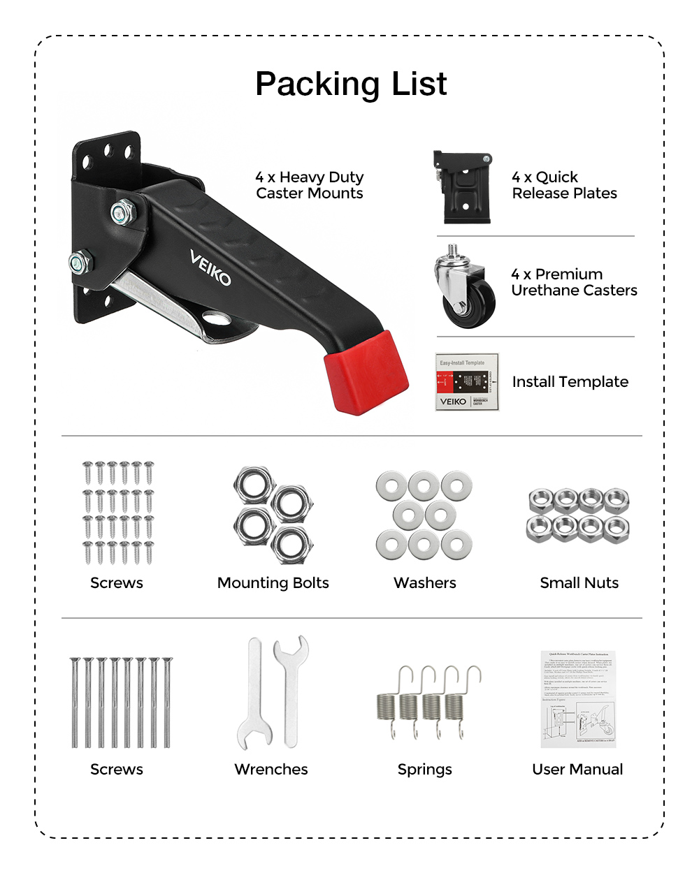 VEIKO-4PCS-Quick-Change-Workbench-Casters-Kit-Heavy-Duty-Retractable-Workbench-Casters-Wheels-660Lbs-1897937-8