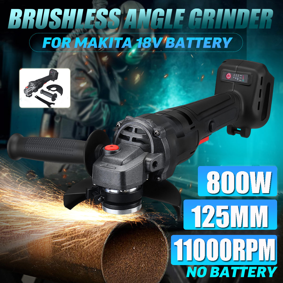 VIOLEWORKS-125mm-Cordless-Brushless-Angle-Grinder-Polishing-Machine-For-Makita-18V-Battery-1628589-2