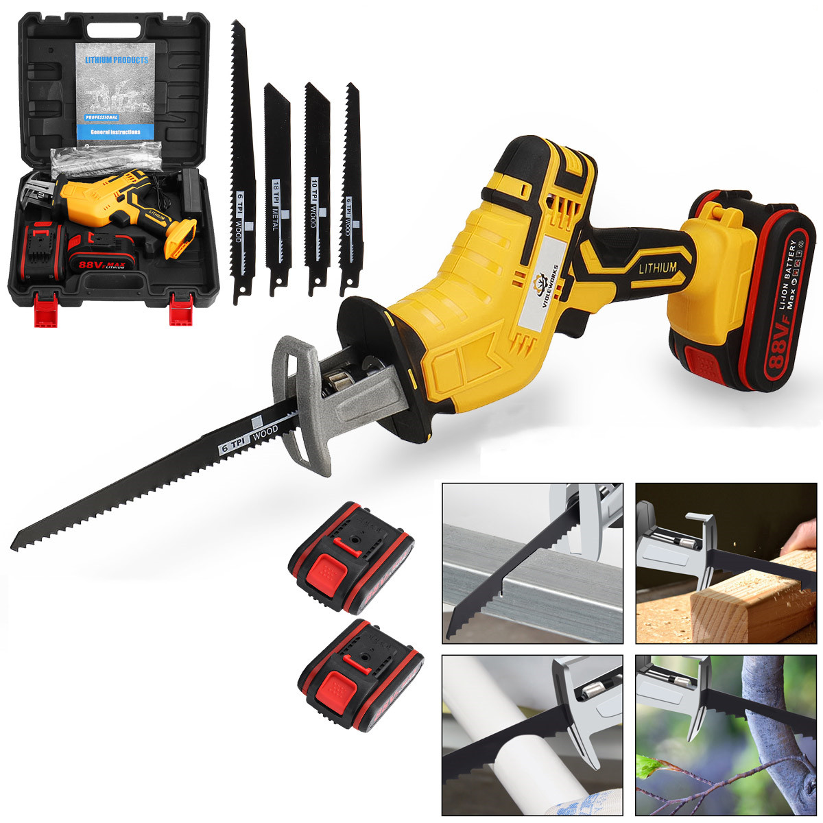 VIOLEWORKS-88VF-10mm-Cordless-Electric-Reciprocating-Saw-w-4-Blades-Electric-Wood-Cutting-Recip-Prun-1699272-1