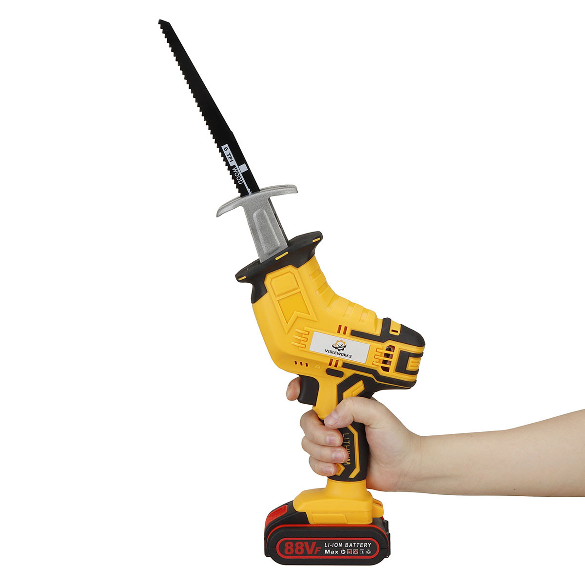 VIOLEWORKS-88VF-10mm-Cordless-Electric-Reciprocating-Saw-w-4-Blades-Electric-Wood-Cutting-Recip-Prun-1699272-10