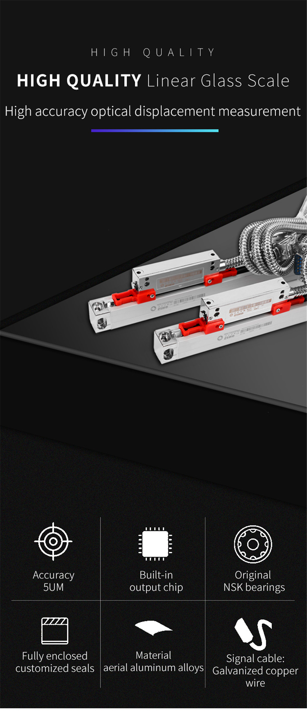 YIHAOGD-KA500-5mum-TTL-70-520mm-Electronic-Linear-Scale-Encoders-Lathe-Tool-for-23-Axis-Grating-CNC--1825682-1