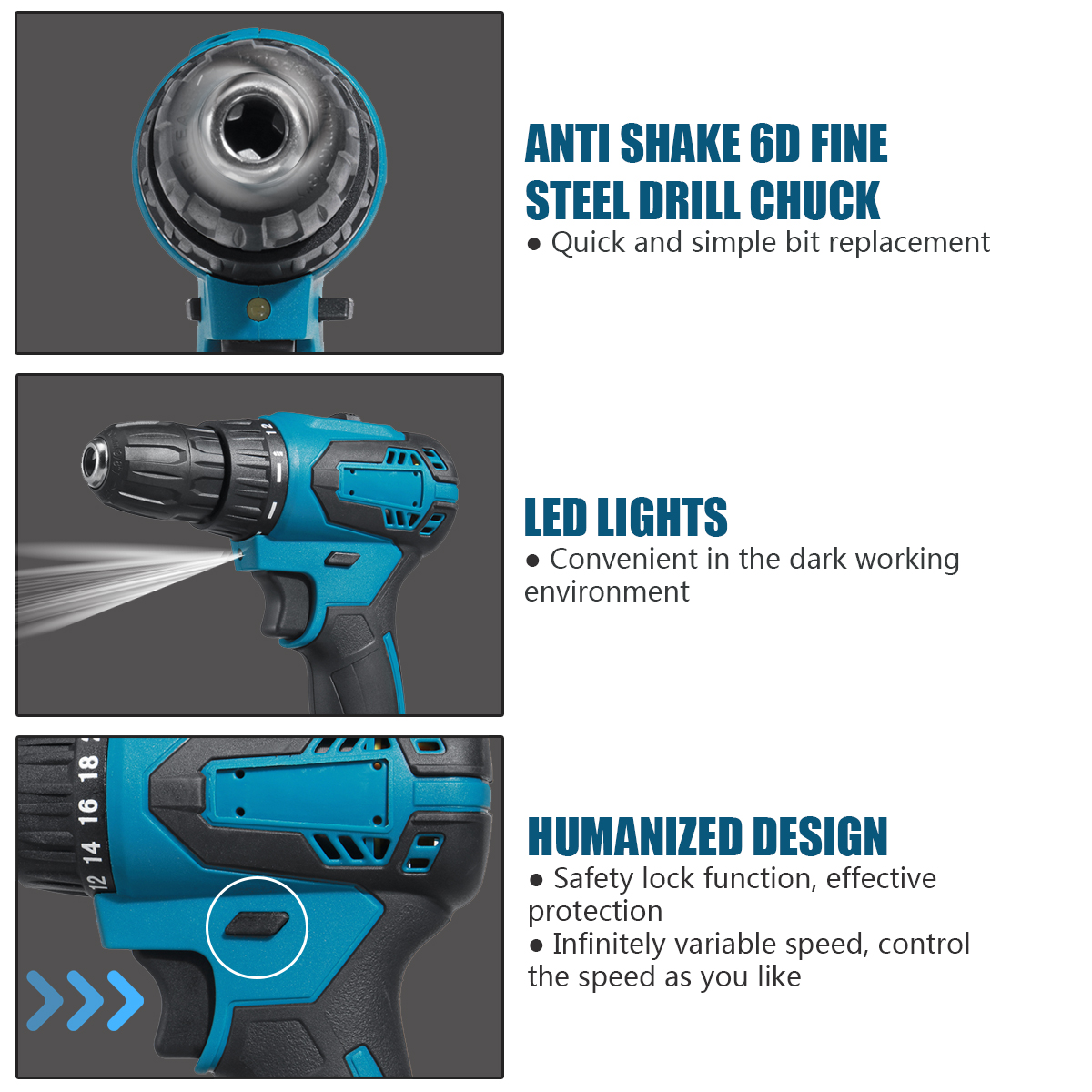 10mm-Rechargable-Electric-Drill-Screwdriver-1350RPM-2-Speed-Impact-Hand-Drill-Fit-Makita-Battery-1882944-9