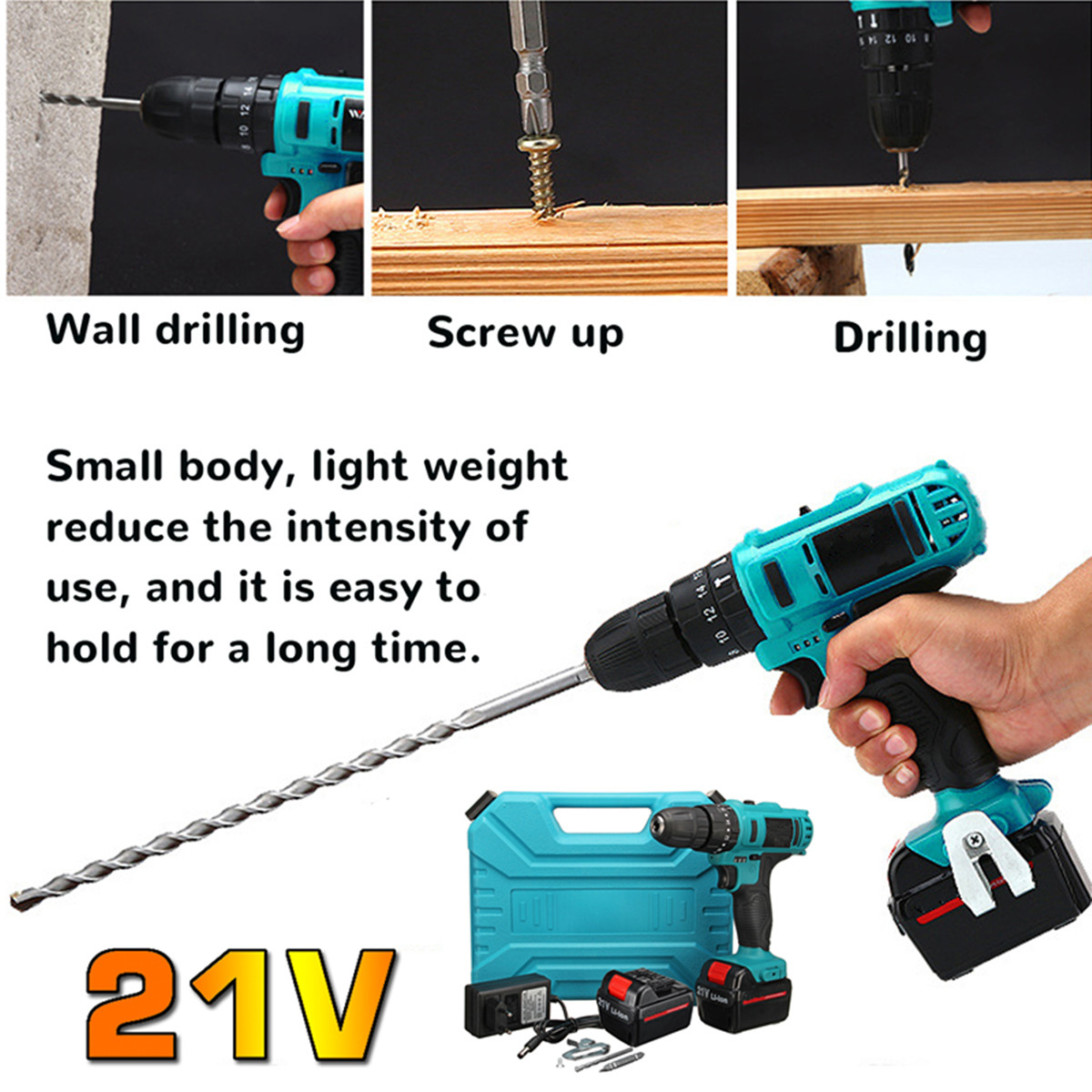 21V-Cordless-Impact-Power-Drill-Electric-Screwdriver-Set-with-2-Li-ion-Batteries-1372018-2
