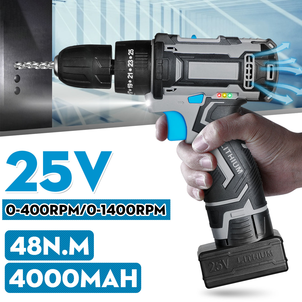 48Nm-25V-Electric-Drill-Cordless-Screwdriver-4000mAh-25-Gears-Household-Power-Tool-W-1pc-Battery-1792576-1