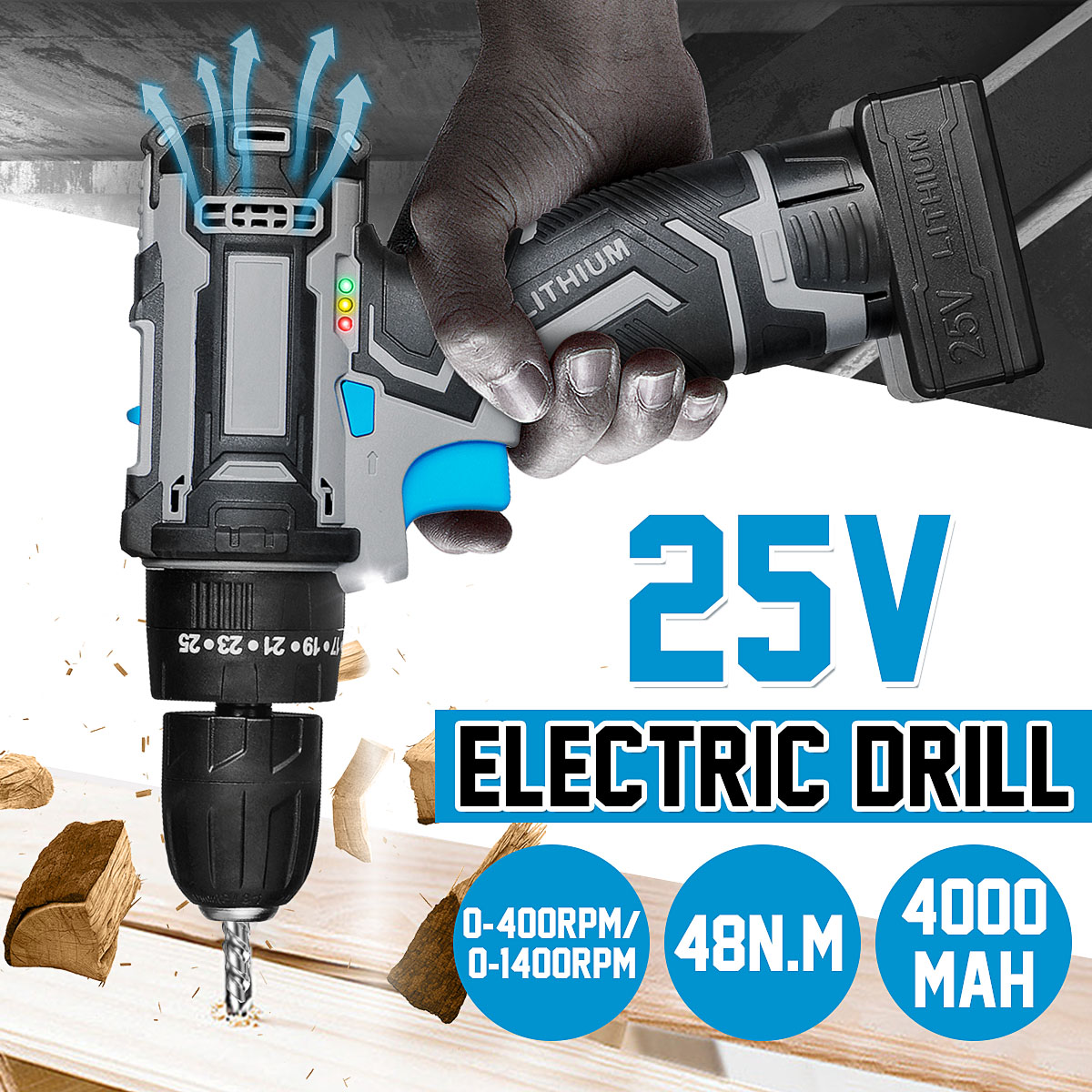 48Nm-25V-Electric-Drill-Cordless-Screwdriver-4000mAh-25-Gears-Household-Power-Tool-W-1pc-Battery-1792576-2