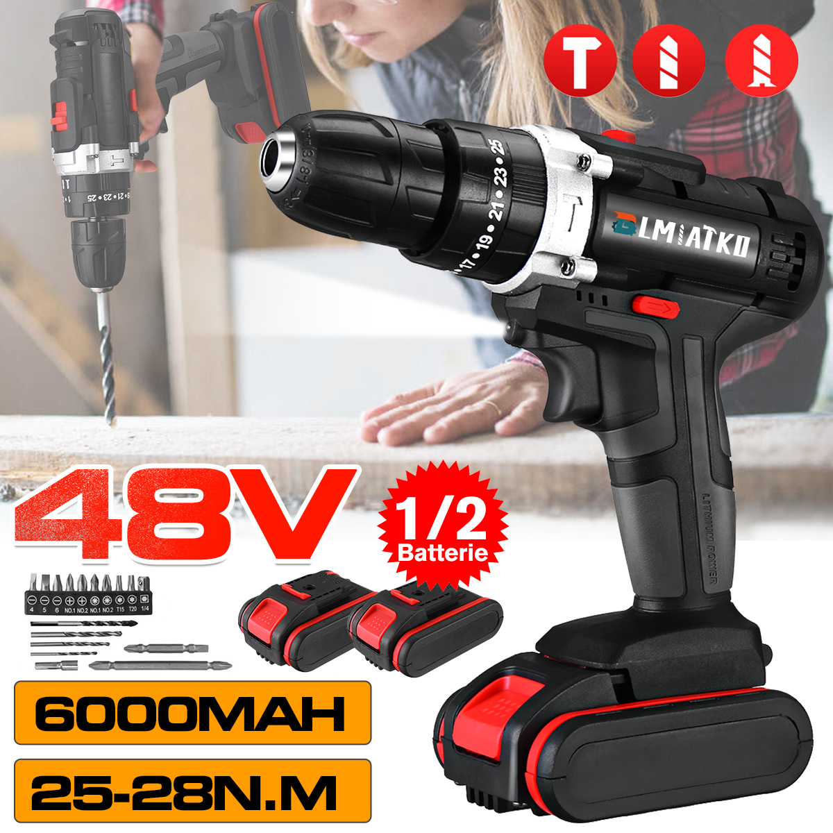 BLMIATKO-48VF-Cordless-Electric-Drill-25-Speeds-Torque-Power-Impact-Drill-W-12pcs-Battery-1767984-2