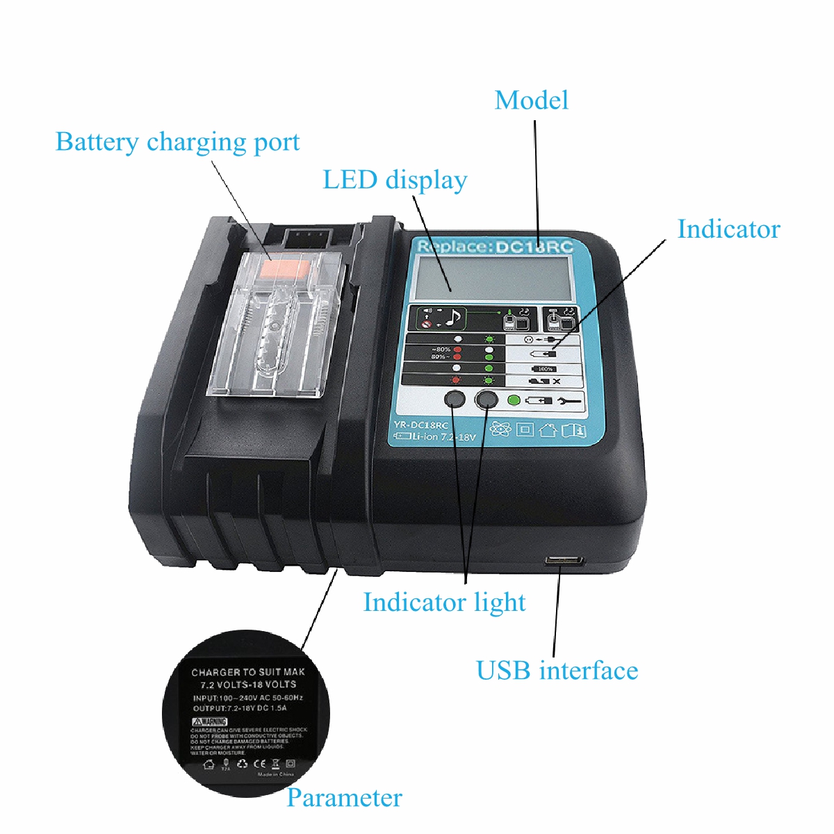 DC18RC-Fast-Lithium-Ion-USB-Battery-Charger-LED-Display-BL1830-BL1840-BL1850-For-144V-18V-Makta-Batt-1514271-4
