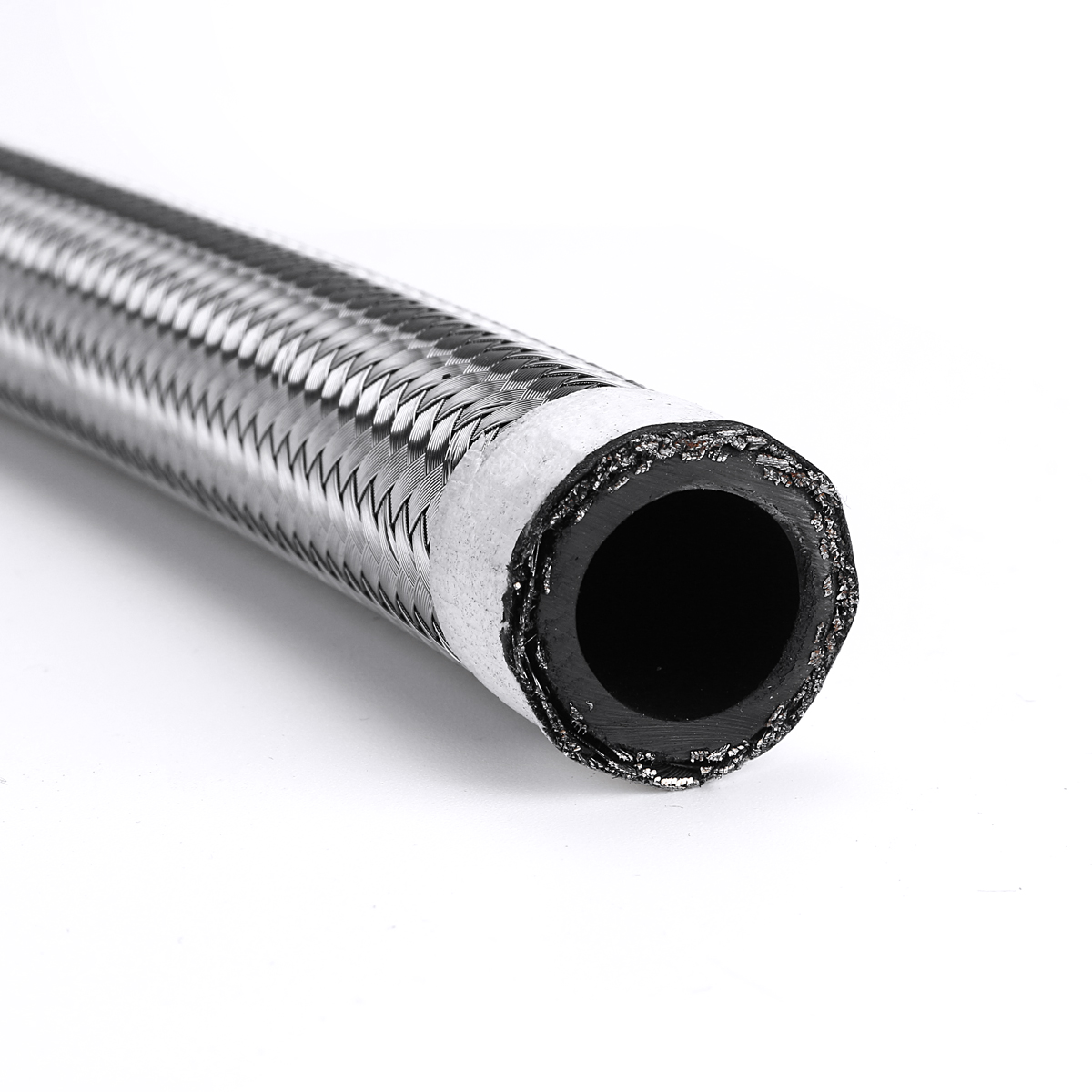 1FT-AN4-AN6-AN8-AN10-Fuel-Hose-Oil-Gas-Hose-Line-Pipe-Nylon-Stainless-Steel-Braided-Silver-1683291-7