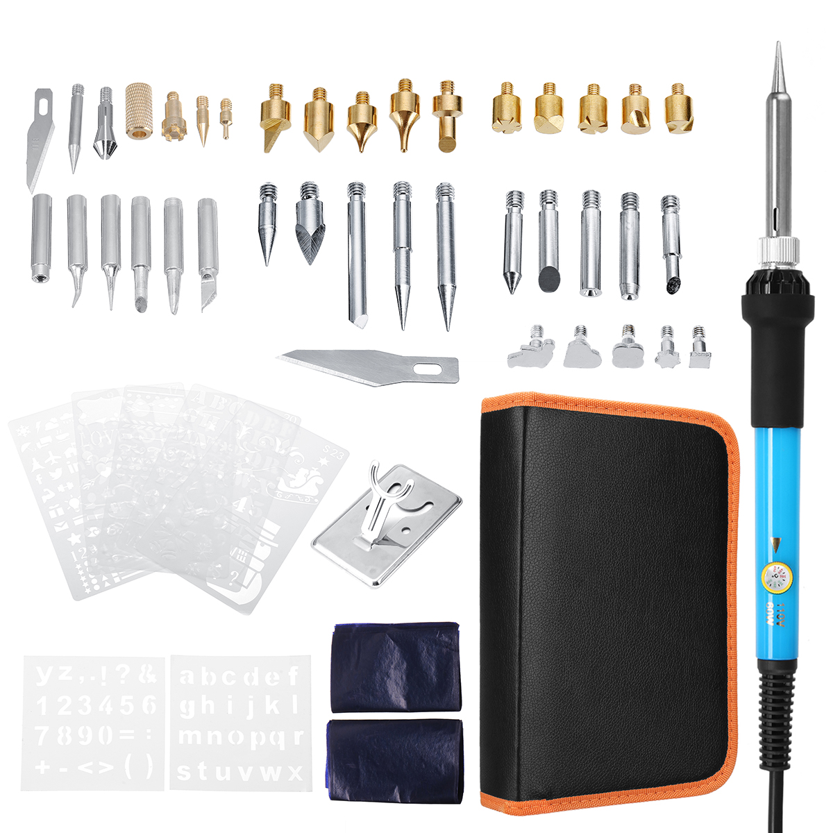 60PCS-60W-110V-Wood-Burning-Pen-Set-Tips-Stencil-Solder-Iron-Tool-Pyrography-Crafts-Kit-1530041-1