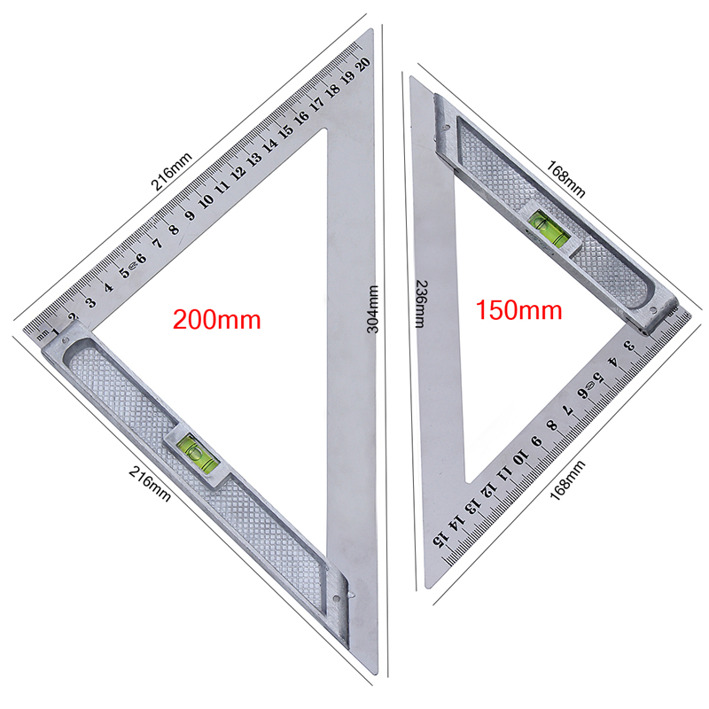 150mm-200mm-Triangle-Ruler-Measuring-Tool-90deg-Alloy-with-Level-Bubble-1143382-10
