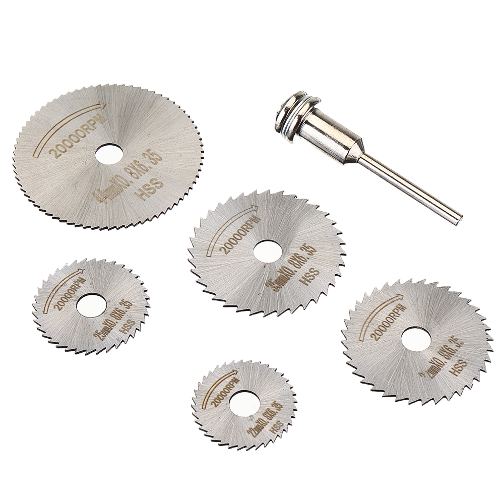 Drillpro-6pcs-HSS-Circular-Saw-Blade-Set-with-32mm-6mm--Extension-Rod-Shank-for-Rotary-Tools-1614874-1