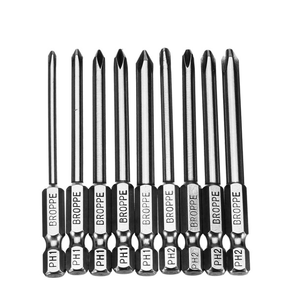 Broppe-9pcs-75mm-Magnetic-14-Inch-Hex-Shank-Cross-Head-Screwdriver-Bits-1142878-4