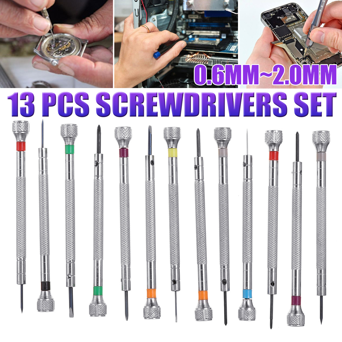 13pcs-06mm20mm-Watchmakers-Eyeglasses-Watch-Screwdriver-Precision-Repair-Tools-Set-1734048-2