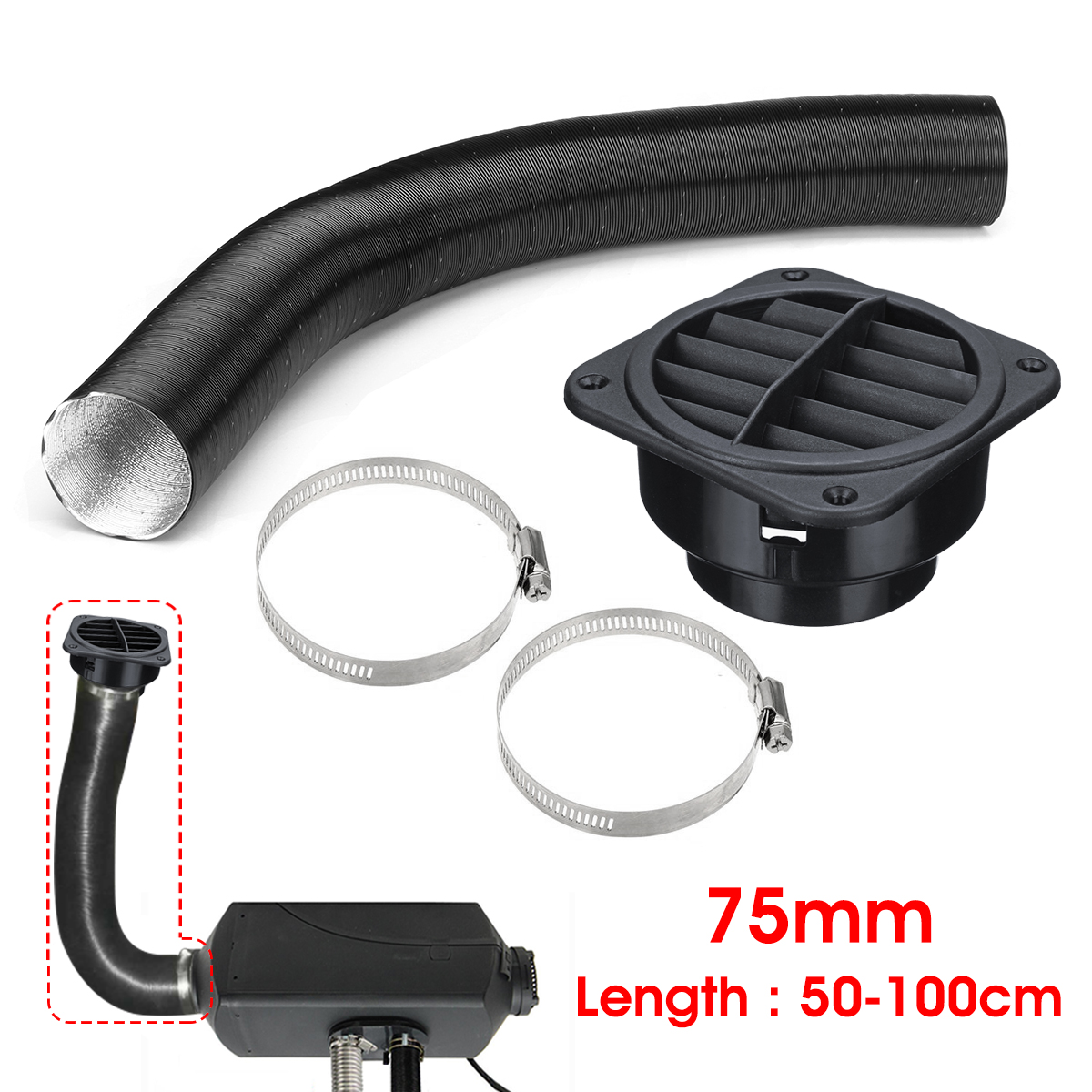75mm-Heater-Pipe-Duct--Warm-Air-Outlet--Hose-For-Eberspacher-Webasto-Propex-1478941-1
