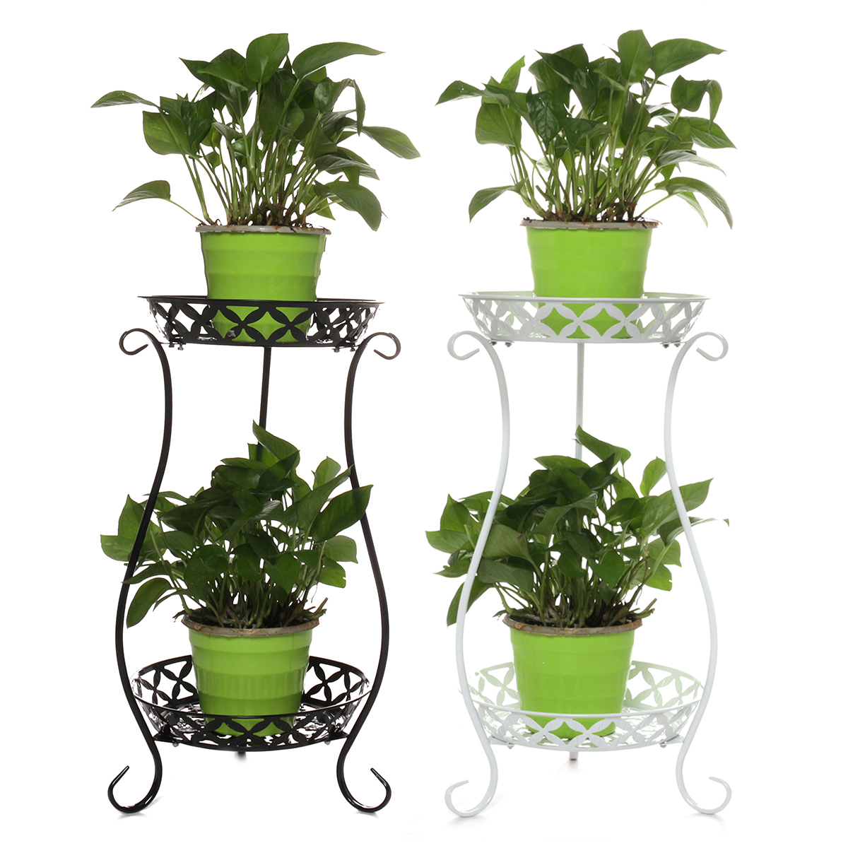 European-Wrought-Iron-Metal-Flower-Pot-Stand-Double-Floor-Plant-Rack-1634732-9