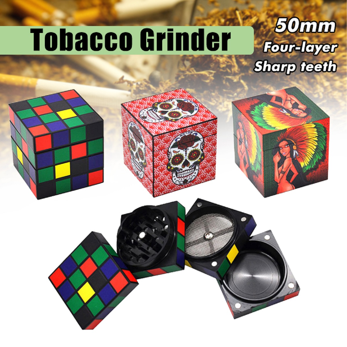 Spice-Grinder-Aluminum-Alloy-Spice-Crusher-4-Pieces-Diameter-50mm-Grinder-With-Scrapers-1571189-1
