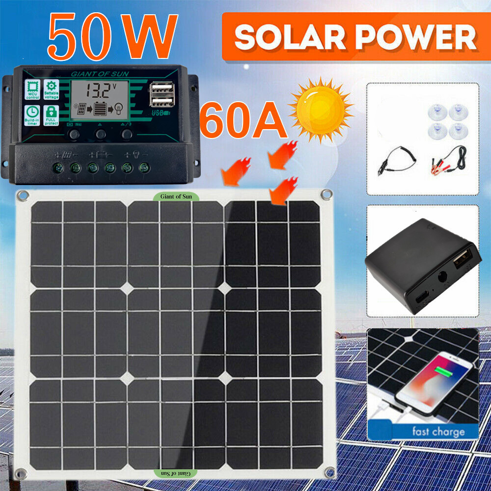 12V-50W-PET-Flexible-Solar-Panel-Camping-Solar-Power-Bank-Battery-Charge-Systems-Kit-Complete-103060-1811305-1