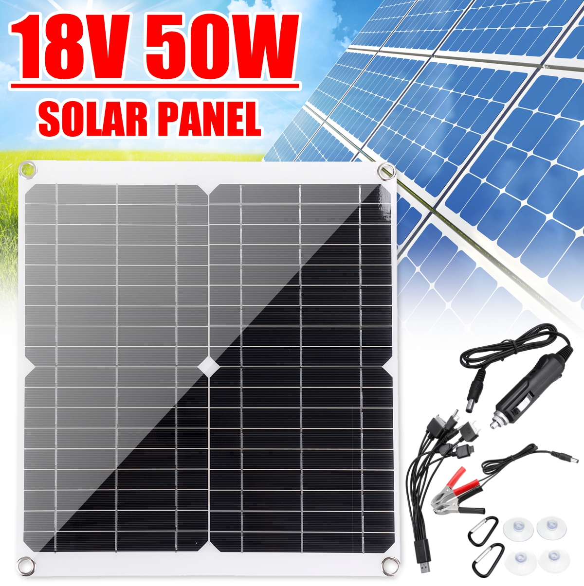 18V-50W-PV-Solar-Panel-Charger-Kit-Monocrystalline-Solar-Panels-with-10-In-1-Adapter-Cable-1779937-1
