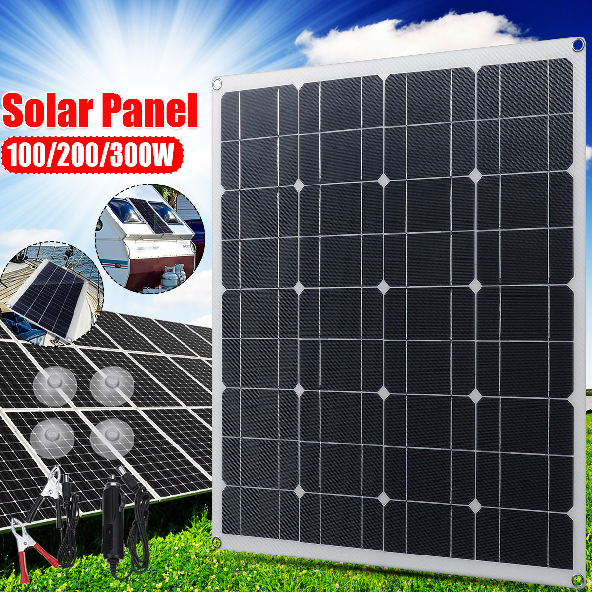 DCUSB-5V18-12V-204060W-Fiber-Solar-Panel-Kit-Monocrystalline-Flexible-Solar-Charger-For-Car-Boat-Bat-1856001-2