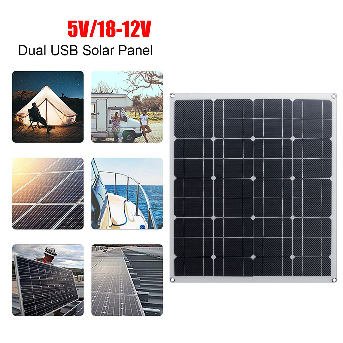 DCUSB-5V18-12V-204060W-Fiber-Solar-Panel-Kit-Monocrystalline-Flexible-Solar-Charger-For-Car-Boat-Bat-1856001-5