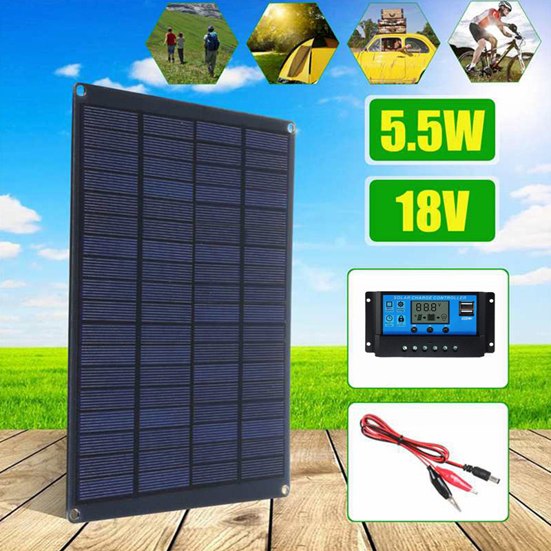LEORY-55W-18V-Solar-Panel-Monocrystalline-Silicon-Laminated-Solar-Panel-w-10A20A30A50A-Controller-1824863-1
