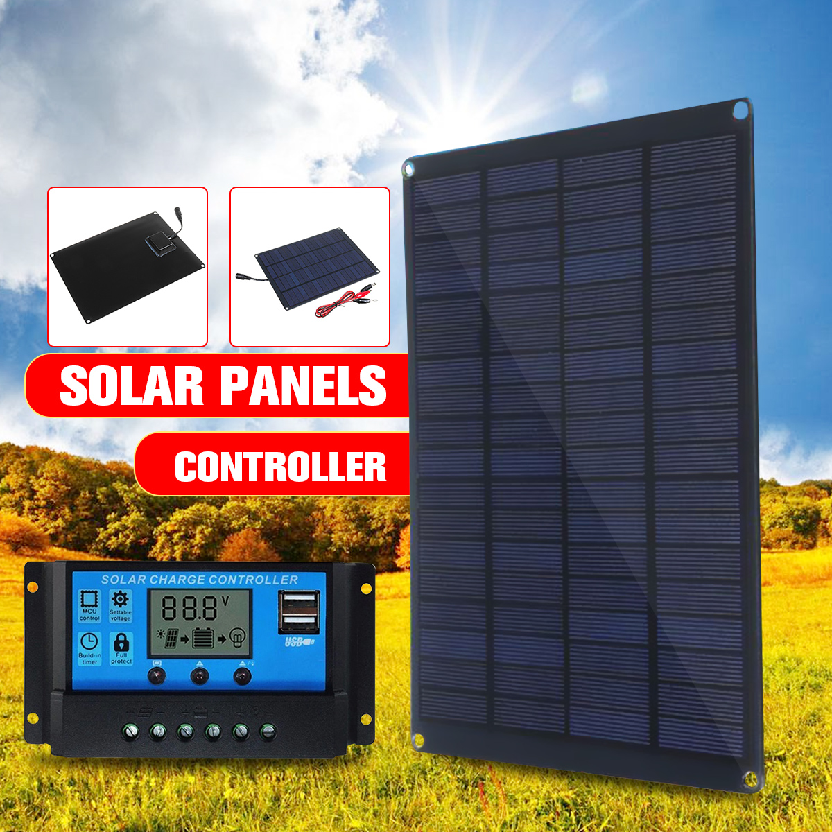 LEORY-55W-18V-Solar-Panel-Monocrystalline-Silicon-Laminated-Solar-Panel-w-10A20A30A50A-Controller-1824863-2