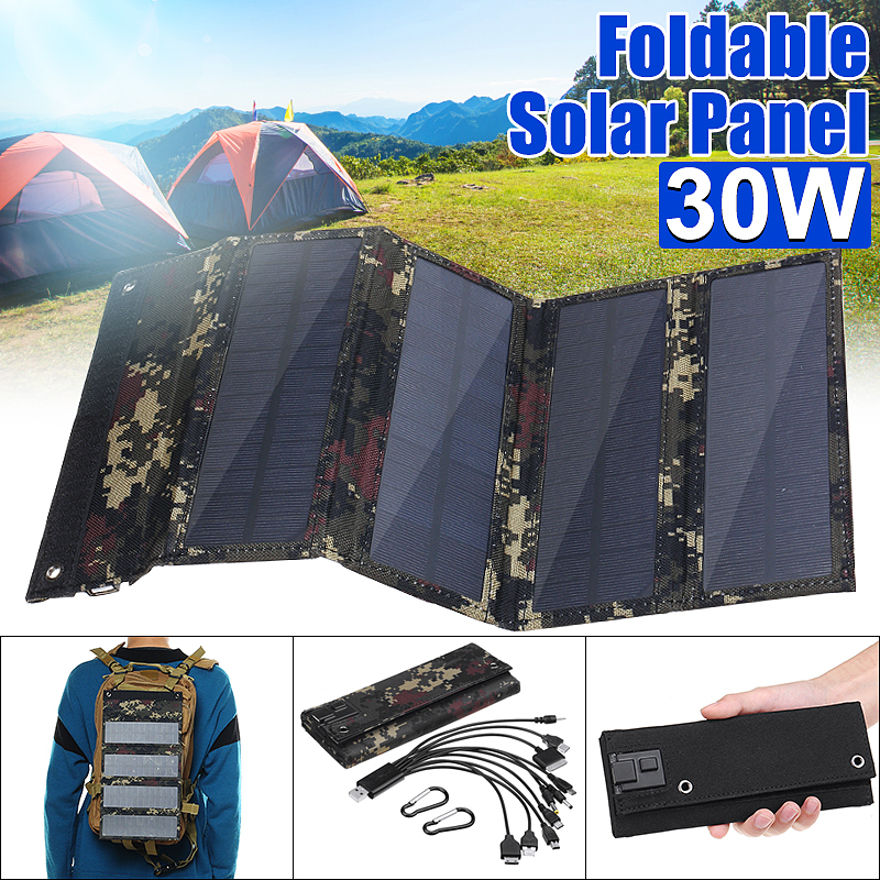 Waterproof-30W-6V-Solar-Panel-Bank-Folding-Solar-Power-Bank-Charger-Power-USB-Port-W-10in1-USB-Cable-1625886-1