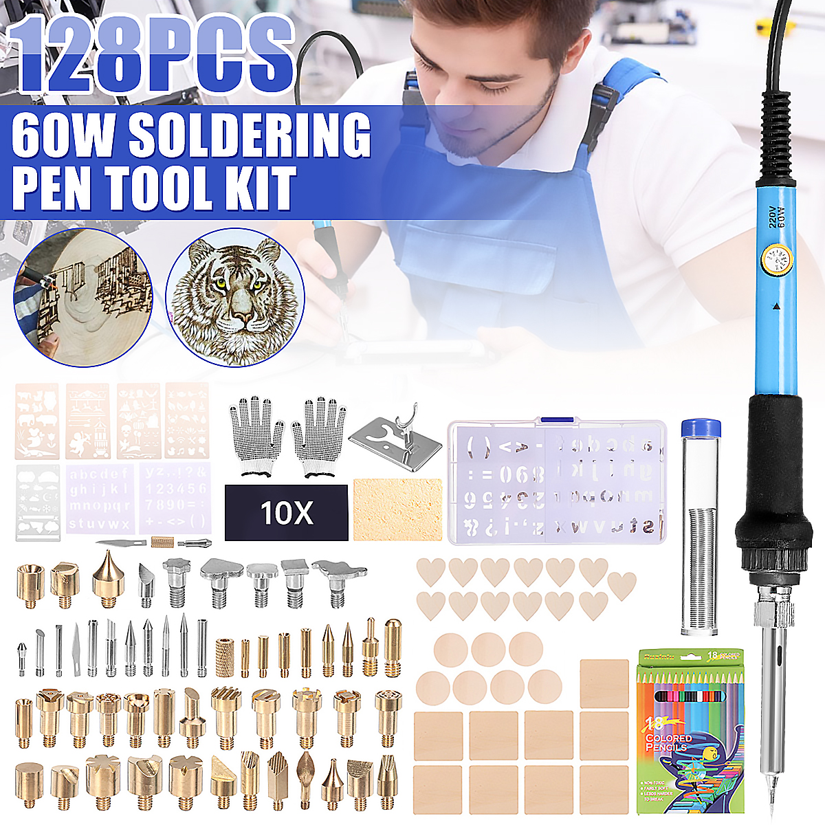 128Pcs-60W-Electric-Soldering-Iron-Kit-Engraving-Pen-Wood-Burning-Pyrography-Craft-Tool-1830874-1