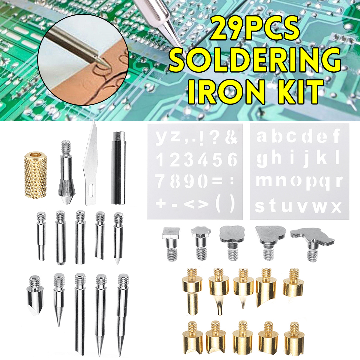 29Pcs-Soldering-Iron-Kit-With-Conversion-Head--Stencil-Copper-Steel-1689990-1