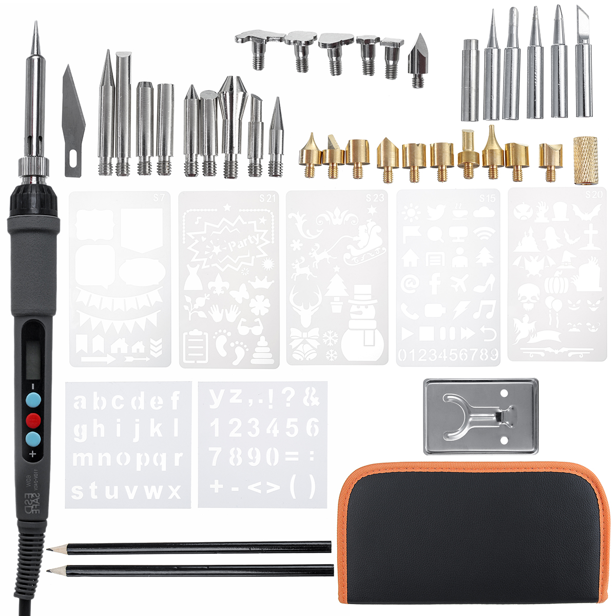 42Pcs-60W-Wood-Burning-Pen-Tool-Soldering-Stencil-Iron-Craft-LCD-Pyrography-Soldering-Tools-Kit-1632145-1