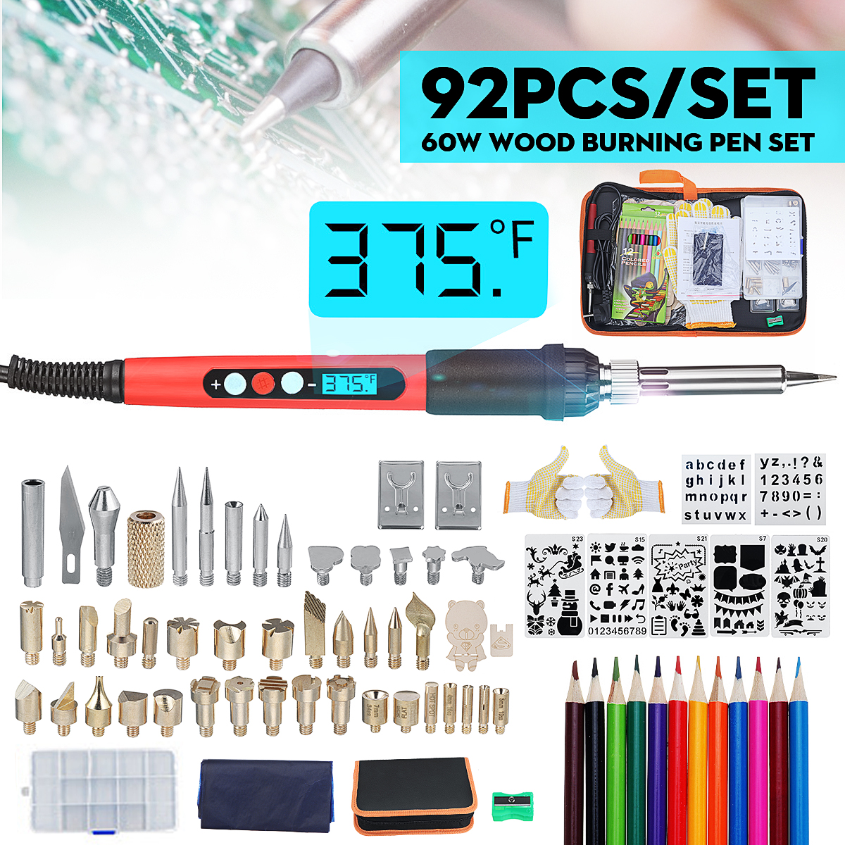 92pcs-60W-Electric-Adjustable-Wood-Burning-Pen-Soldering-Iron-Tips-Pyrography-Tool-1658882-8