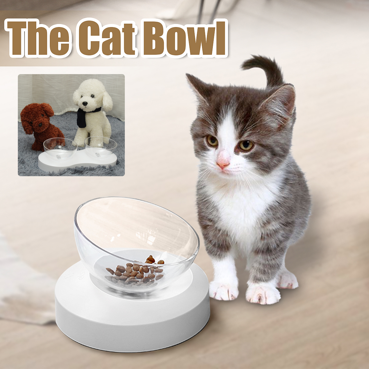 DoubleSingle-Transparent-Pet-Bowl-Cat-Dog-Puppy-Food-Water-Drinking-Feeders-Dish-1614477-1