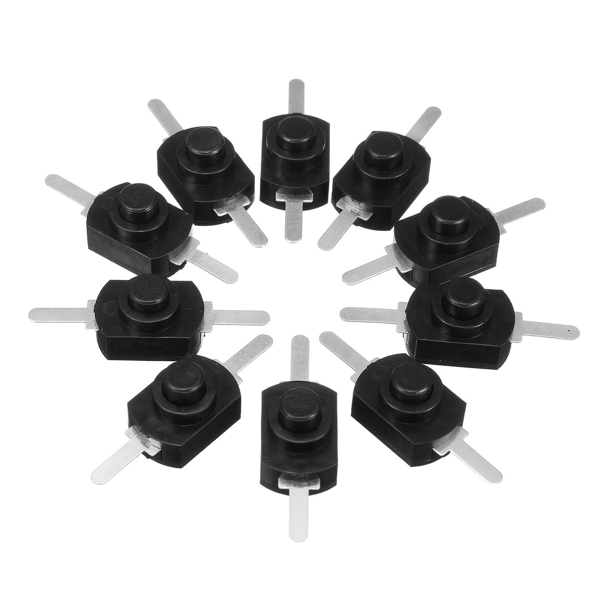 Excellwayreg-10Pcs-1A-30V-DC-250V-Black-Latching-On-Off-Mini-Push-Button-Switch-1184493-6